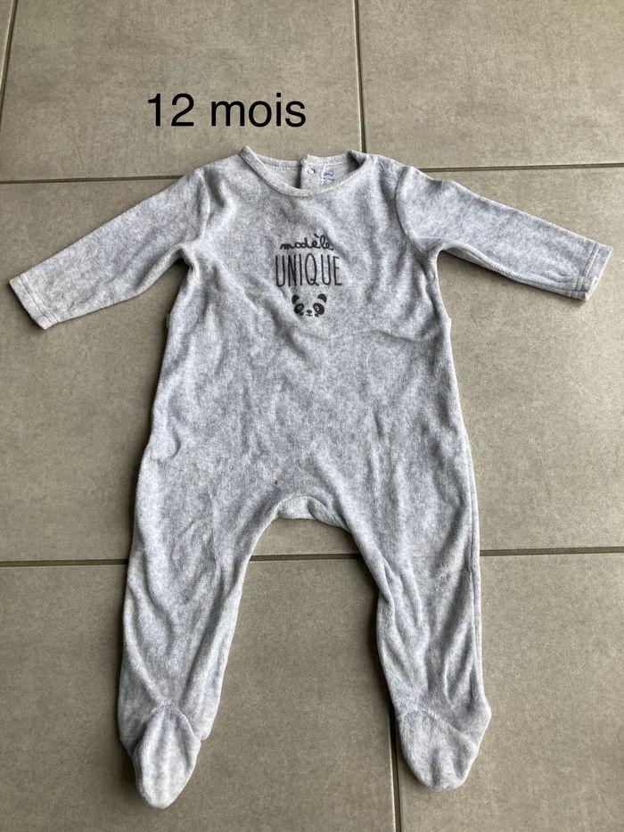 Pyjama gris mots d’enfants 12 mois - photo numéro 1