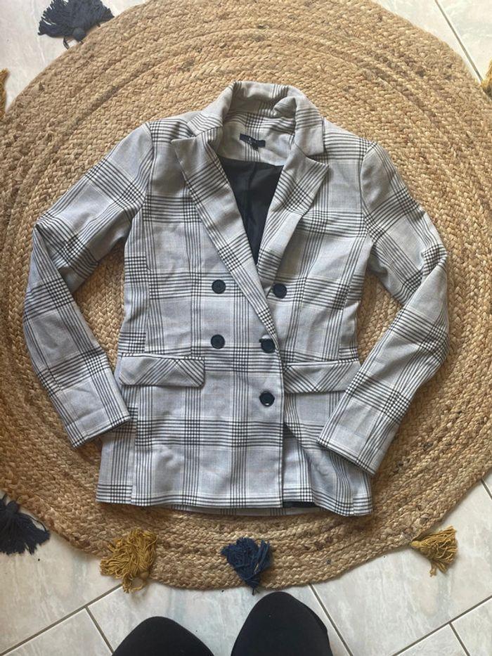 Veste blazer à carreaux taille 34 kiabi - photo numéro 1