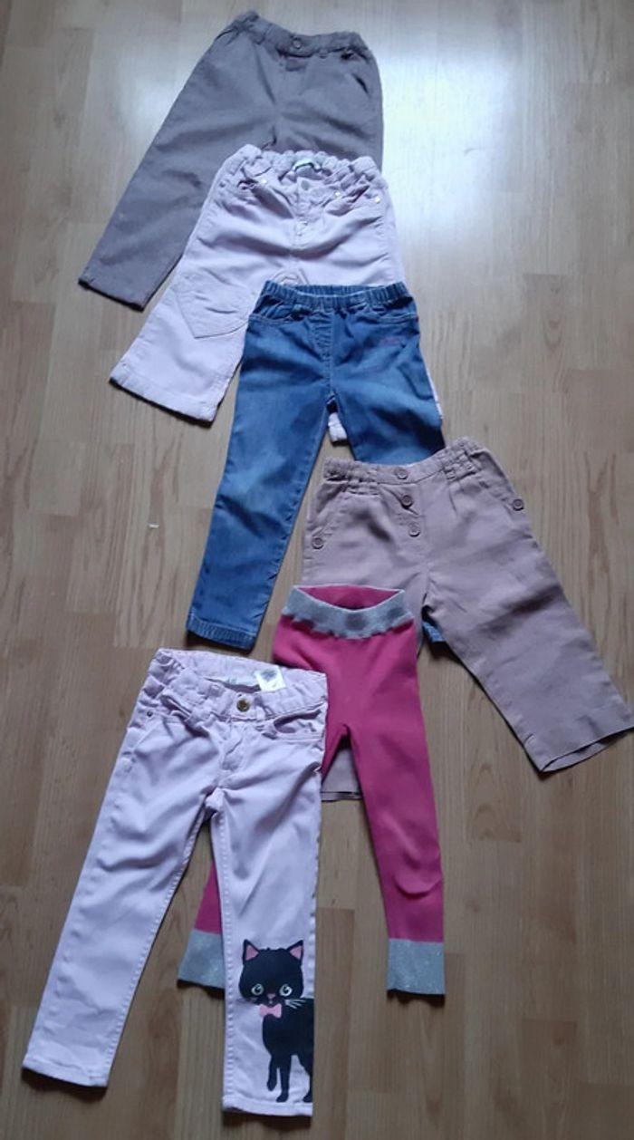 6 Pantalon en jeans-coton-legging fille / 6 meisjes broeken/legging - photo numéro 2