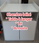 Ensemble Chambre Bébé Lit Barreaux Table À Langer Armoire Penderie Matelas Babysom Schardt