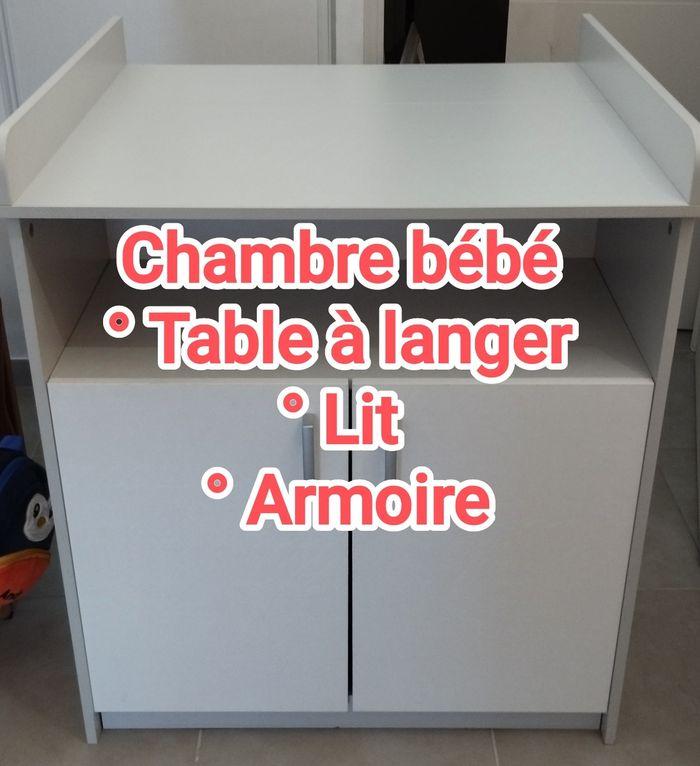 Ensemble Chambre Bébé Lit Barreaux Table À Langer Armoire Penderie Matelas Babysom Schardt - photo numéro 1