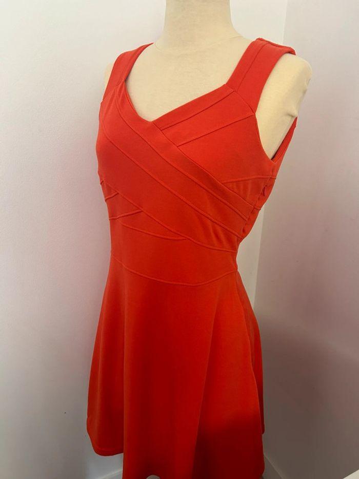 Robe à manches courtes rouge corail - photo numéro 2