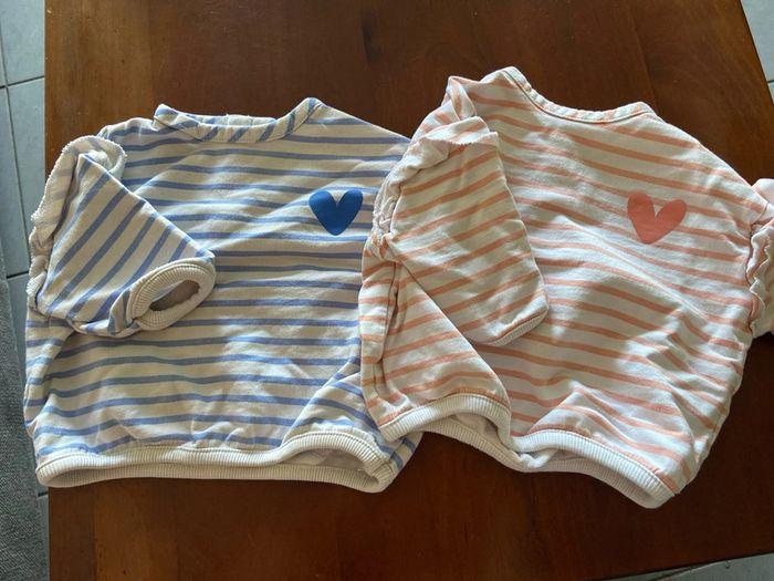 Lot de 2 pull marinière coeur