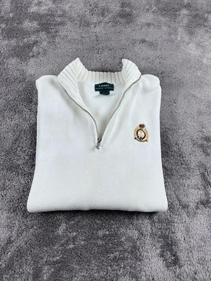 👕 Sweat Lauren Ralph Lauren Vintage Logo Brodé Blanc Taille L 👕 - photo numéro 1