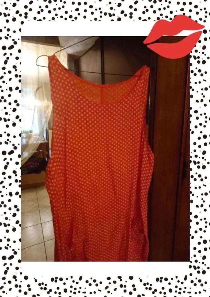 Robe corail à pois blancs taille XXXL/46 - photo numéro 7