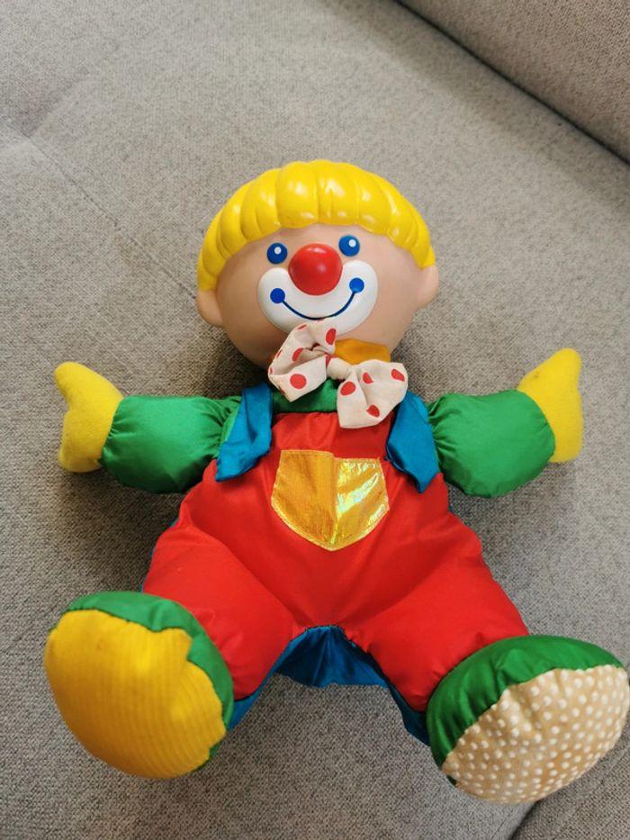 Jouet  pouet culbuto Clown vintage tissu et plastique cabriole des années 80 - photo numéro 3