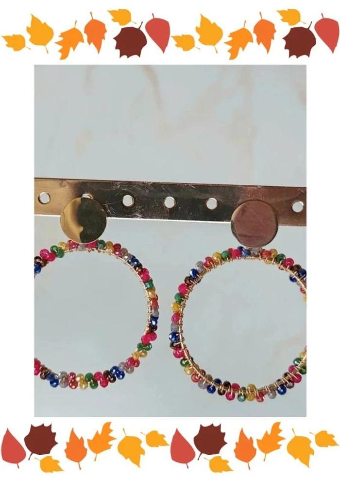 🌺 Boucles d'oreilles ronde multicolore 🌺 - photo numéro 2