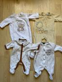 Lot 4 pyjamas en velours taille naissance