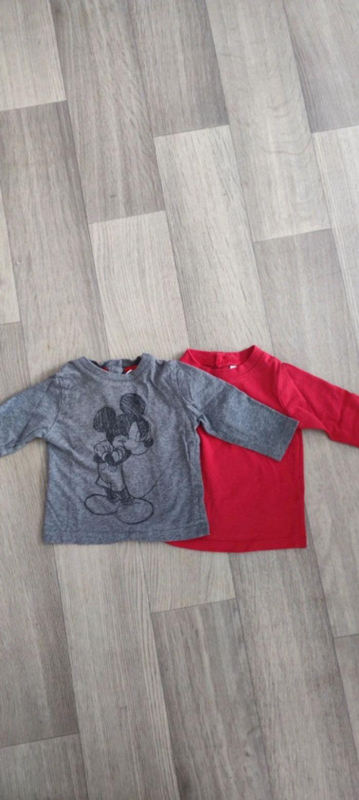 Lot t-shirts Disney Mickey 6 mois ML - photo numéro 2