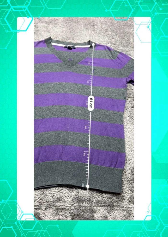 👕 Pull col V Nautica Violet Gris Taille S 👕 - photo numéro 3