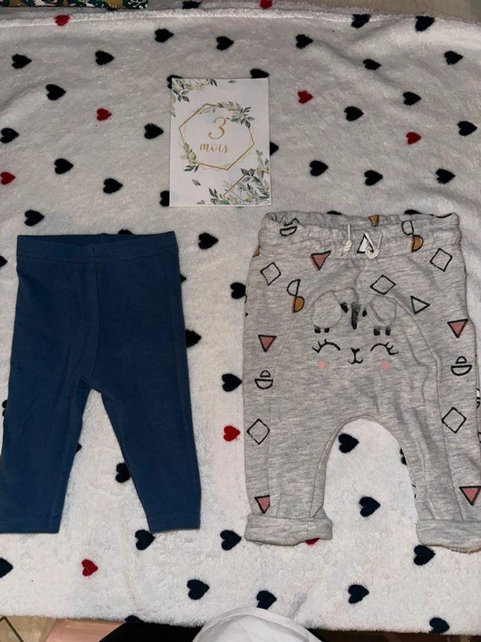 Lot 2 legging et jogging 3mois fille kiabi - photo numéro 1