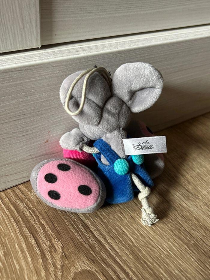 Porte clés peluche Diddl avec cœur rose et salopette, très bon état vintage - photo numéro 5