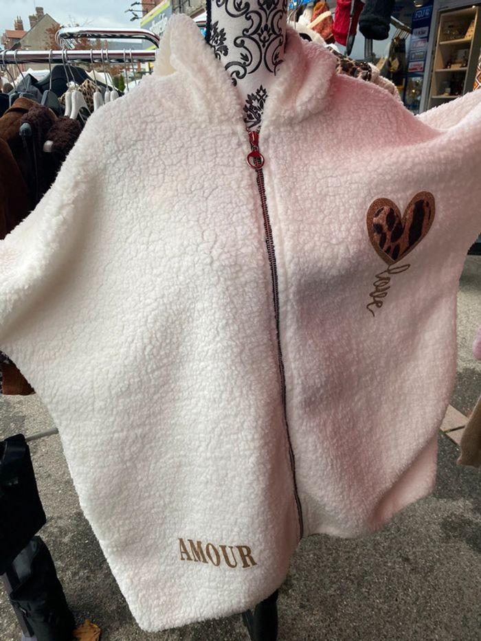 Veste zippée moumoute blanc - photo numéro 1