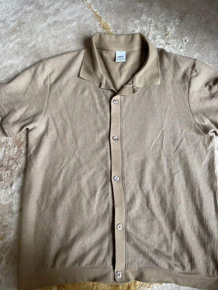 T-shirt chemise beige/marron homme Zara - photo numéro 7