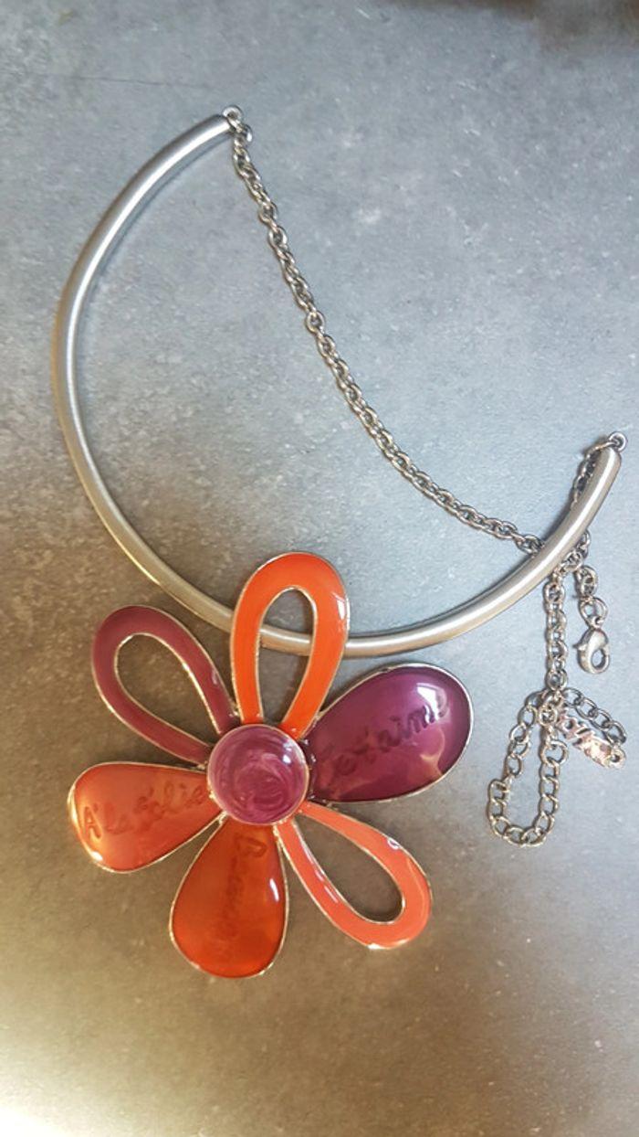 Magnifique collier orange et violet acier inoxydable - photo numéro 3