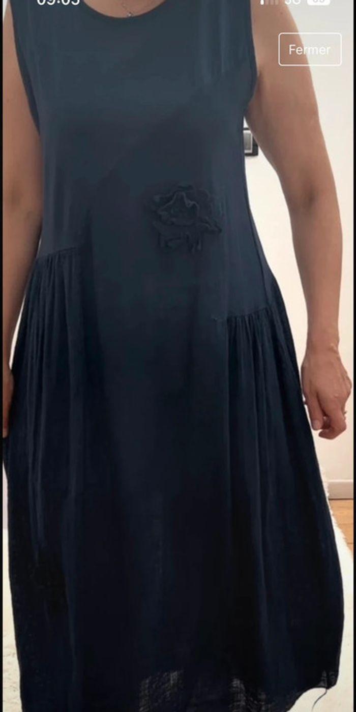 SOLDÉ Robe longue en gaze de coton bleu marine taille unique SMLXL - photo numéro 16