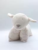 Doudou peluche coussin mouton écru blanc crème spirales OBAIBI env. 28x20 cm