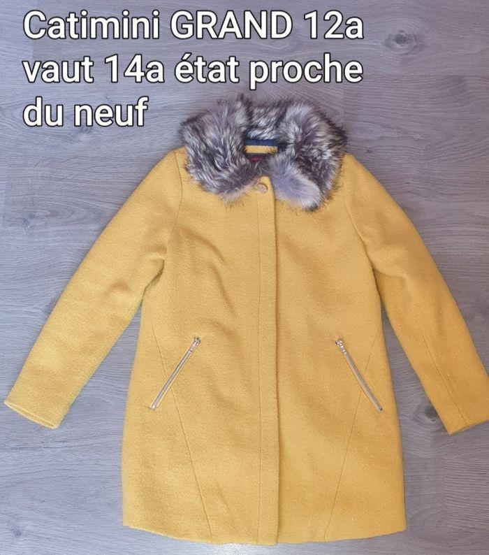 Manteau en laine jaune Catimini grand 12 ans - photo numéro 1