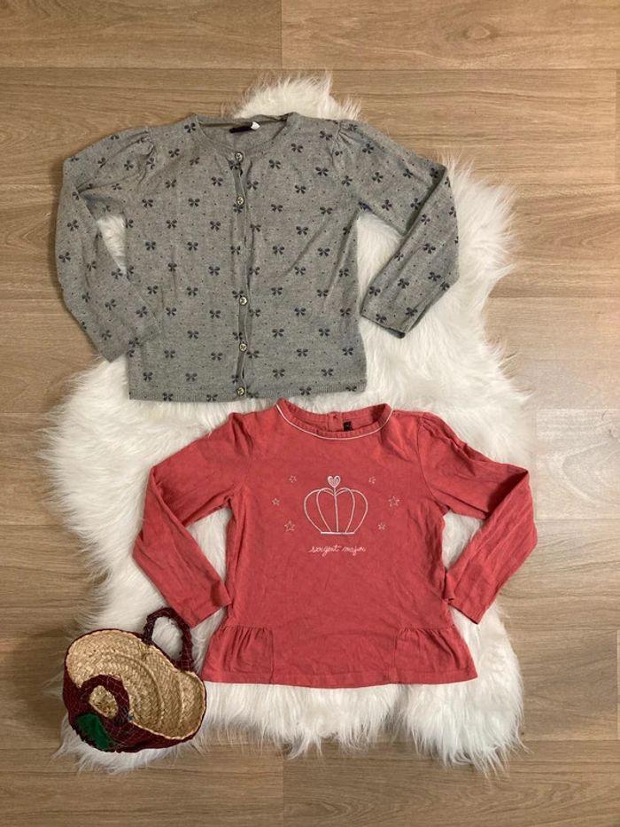 lot Teeshirt et cardigan gris manches longues rabumette fille 7ans/122CM <•sergent major> - photo numéro 2