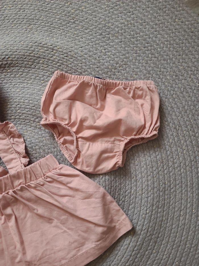 Robe salopette à bretelles rose avec culotte - photo numéro 2