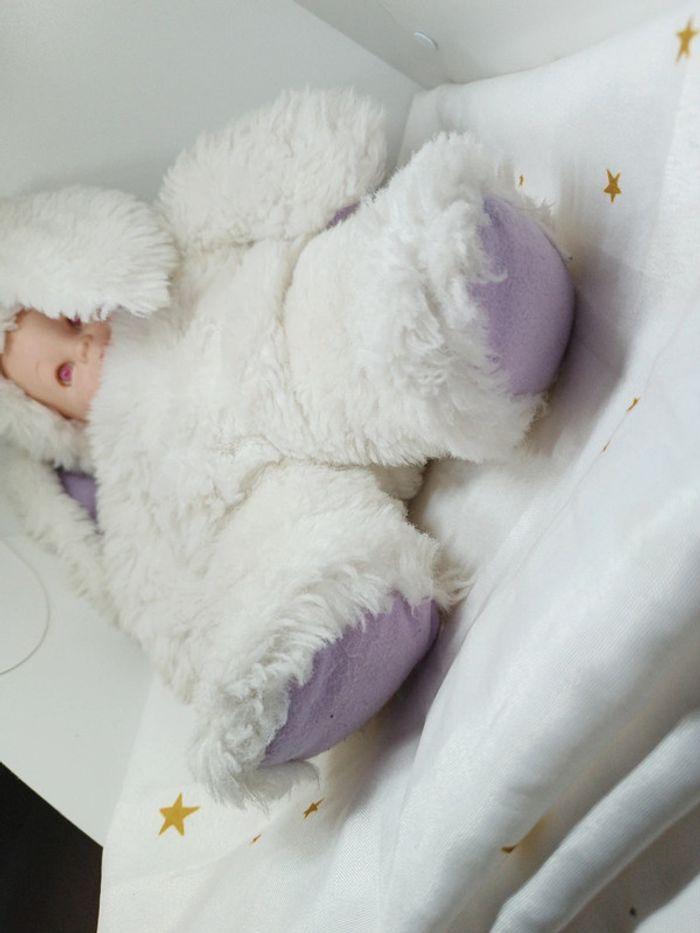 Anne Geddes poupée doll rabbit bunnies lapin yeux rouge carte blanc violet mauve 40 bébé - photo numéro 7