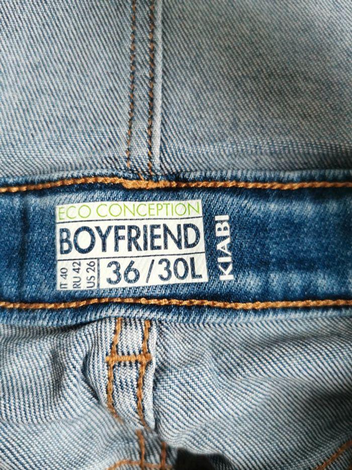 Salopette pantalon boyfriends en jeans bleu kiabi taille S 36 - photo numéro 3