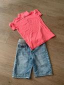 Ensemble polo rose et short en jeans