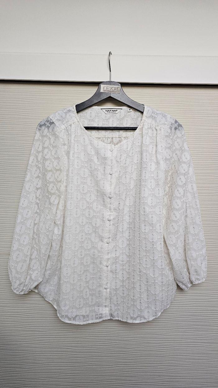 Blouse blanche motifs argentés Naf Naf - photo numéro 2