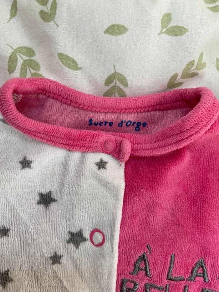 pyjama grenouillère en velours ouverture devant rose motifs étoiles 6 mois sucre d'orge - photo numéro 6