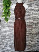 Robe soirée dos nu plissé marron asos taille 44