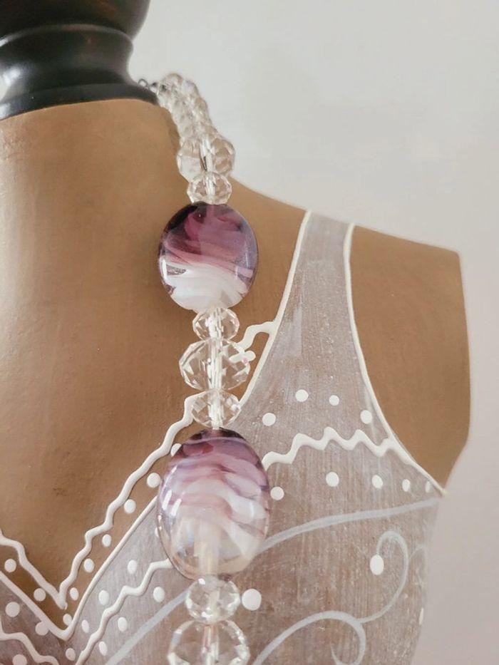 Collier véritable Murano verre soufflé violet venezia venise Italie - photo numéro 8