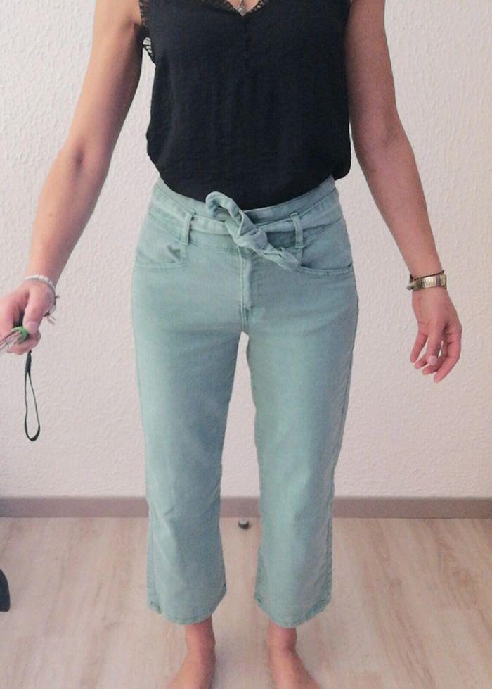 Jeans large, vert d'eau, Kiabi, 38, neuf - photo numéro 2