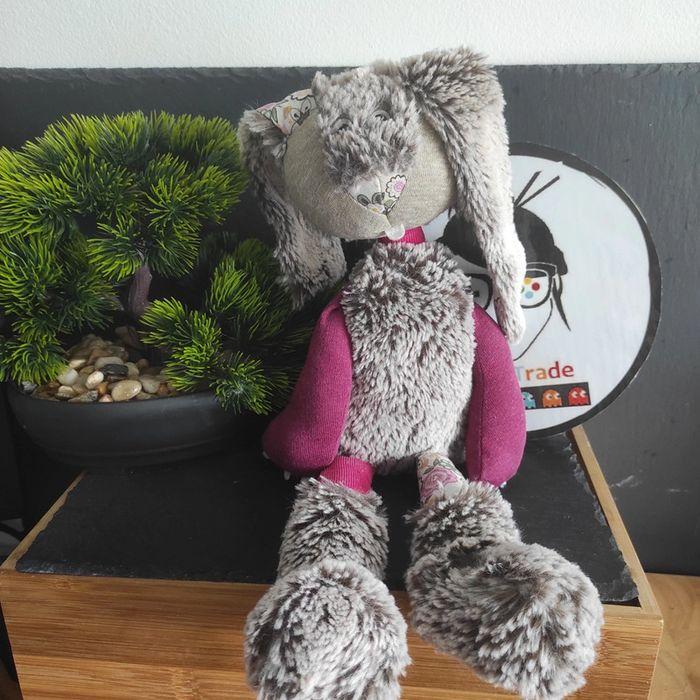 Trudi Peluche Forest Angels Lapin Augustin 33 Cm Bordeaux Marron Fleurs Gris - photo numéro 1