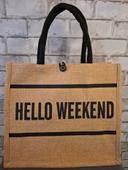 Sac en toile de jute "Hello weekend"