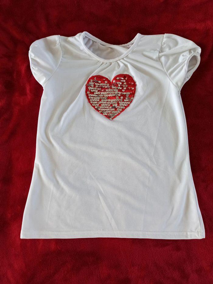 T shirt fille blanc coeur - photo numéro 1