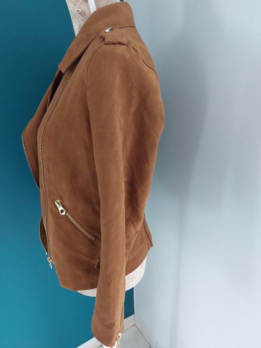 Blouson perfecto suédine H&M marron taille 34-36 - photo numéro 4