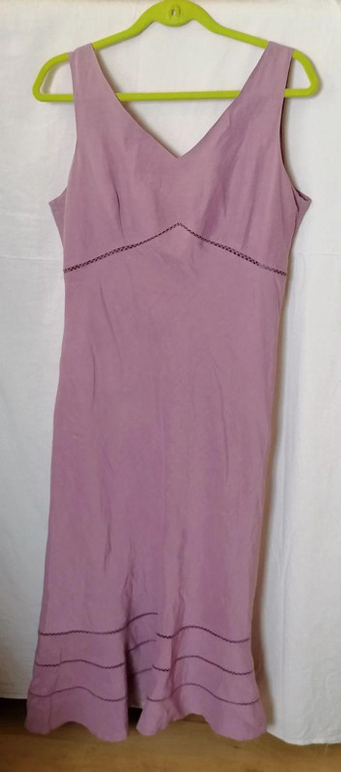 Robe d'été longue violet / lila en soie et lin taille 44 La Boutique - photo numéro 9