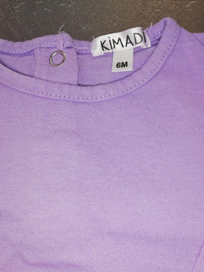 Tee-shirt manches longues mauve 6 mois fille Kimadi - photo numéro 2