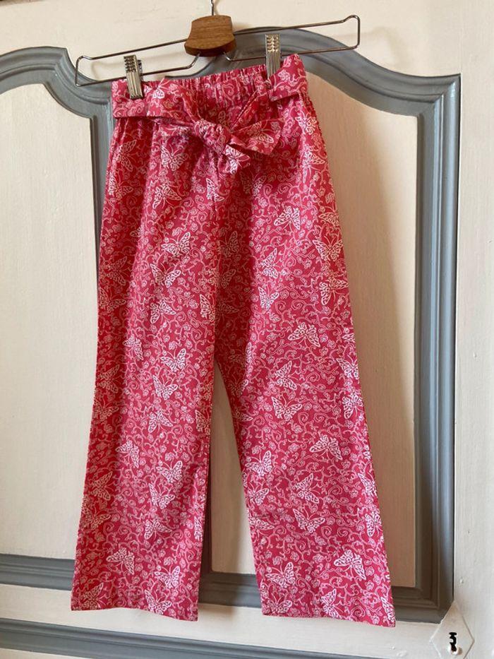 Pantalon léger en popeline de coton rose Neck&Neck taille 6 ans. - photo numéro 1