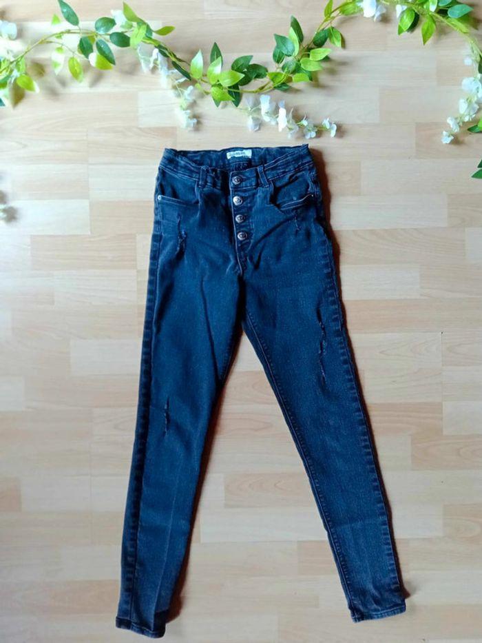 Jeans noir slim taille haute Fille 12 ans - photo numéro 1