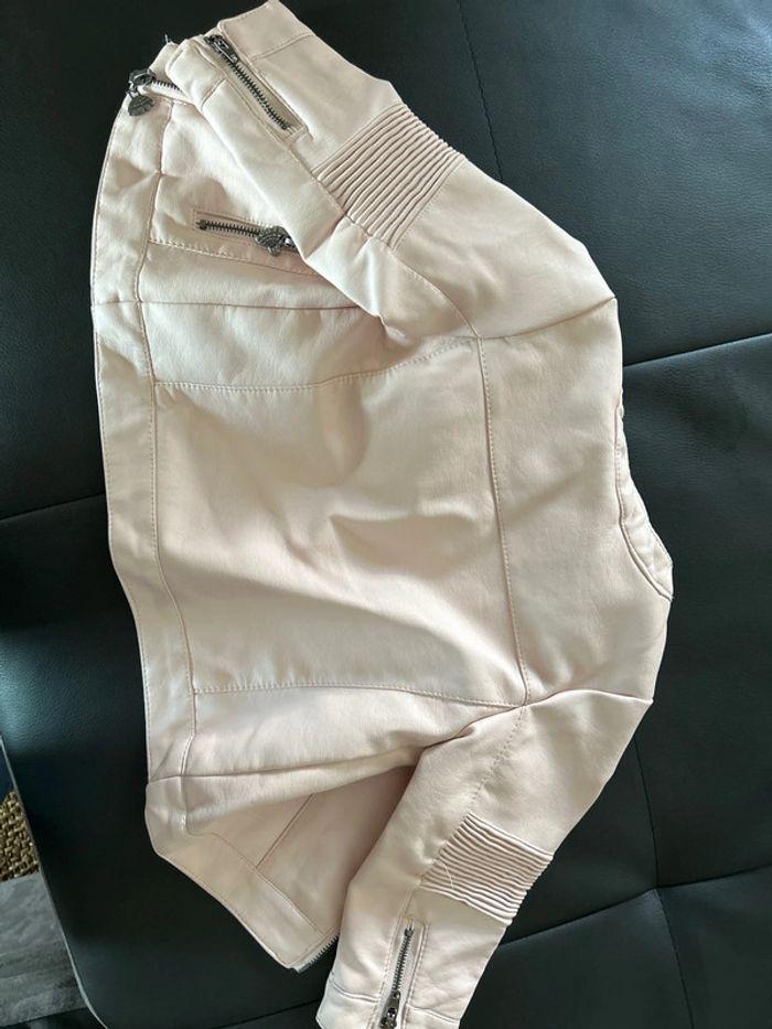 Veste en cuire rose pale - photo numéro 3