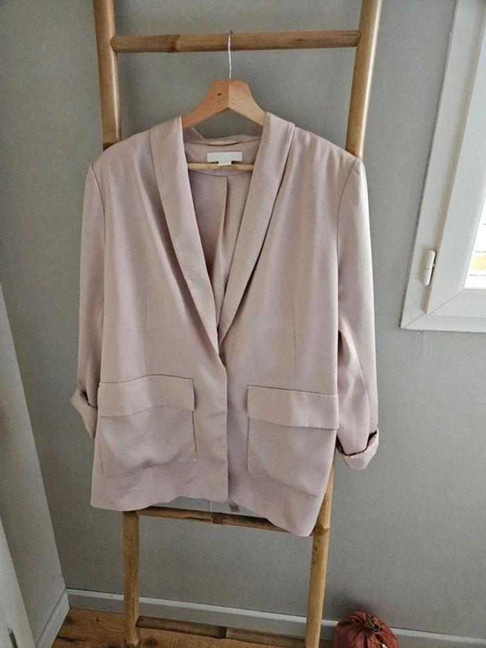 Blazer satiné cérémonie rose poudré H&M 44 - photo numéro 2