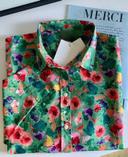 Chemise taille 36 légère verte à imprimé floral