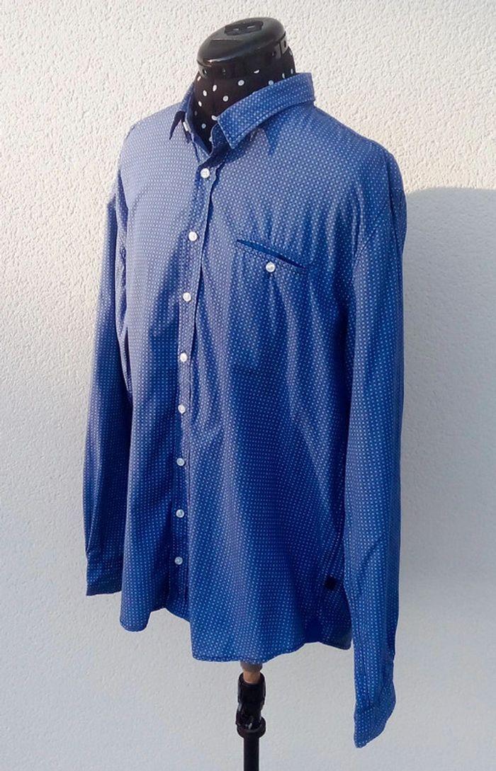 Chemise manches longues Izac bleue marine à petits motifs taille XL - photo numéro 6