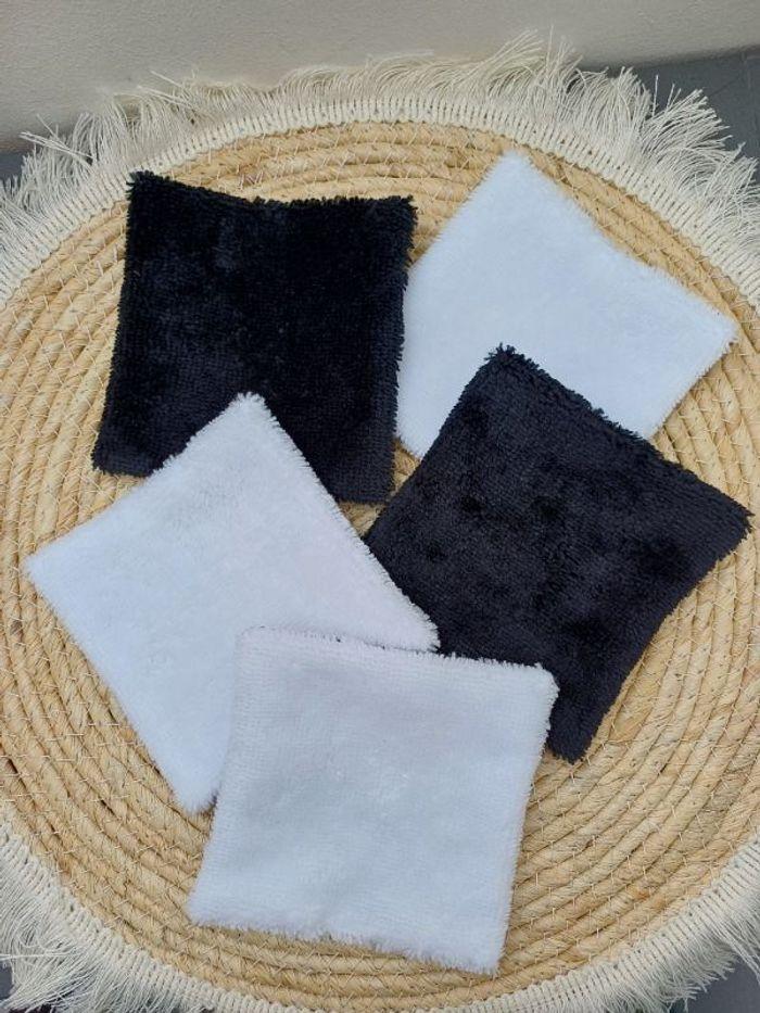 Lot de 5 lingettes lavables - coloris noir, blanc, doré - photo numéro 5