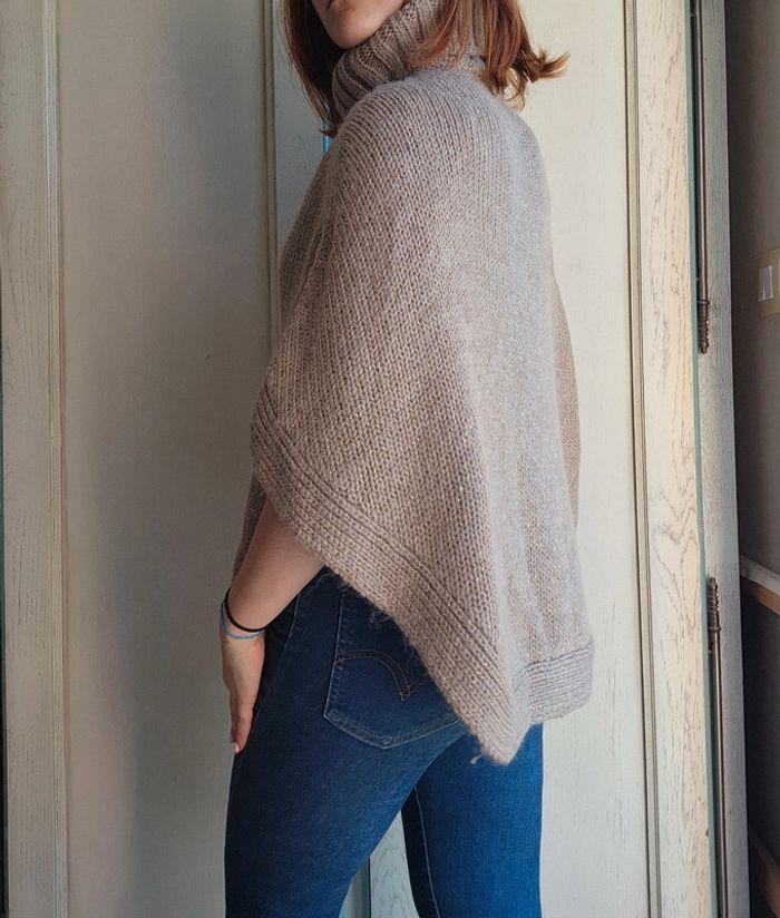 Poncho beige laine col roulé Caroll - photo numéro 3