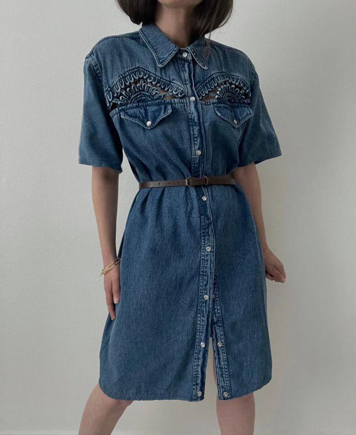 Robe chemise denim ajouré - photo numéro 10