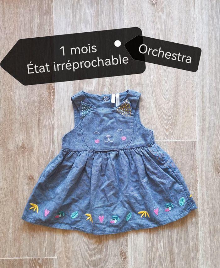 Robe coton imitation jeans petit chat