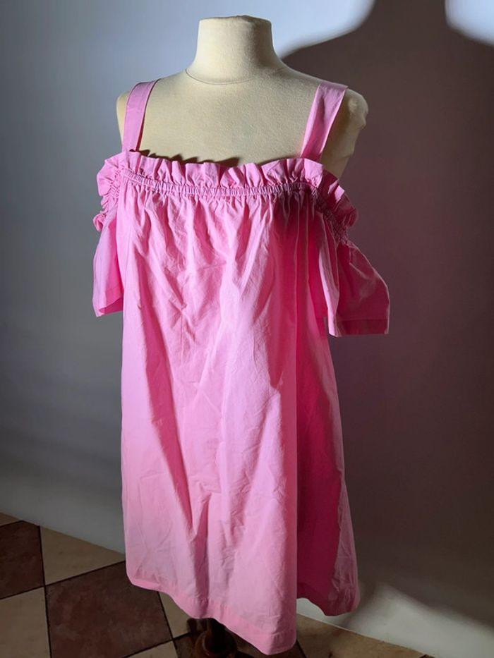 Robe d'été épaules dénudées rose - photo numéro 2