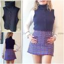 Pull gilet Vintage sans manches bleu foncé en mohair.T 36/38. Preppy style